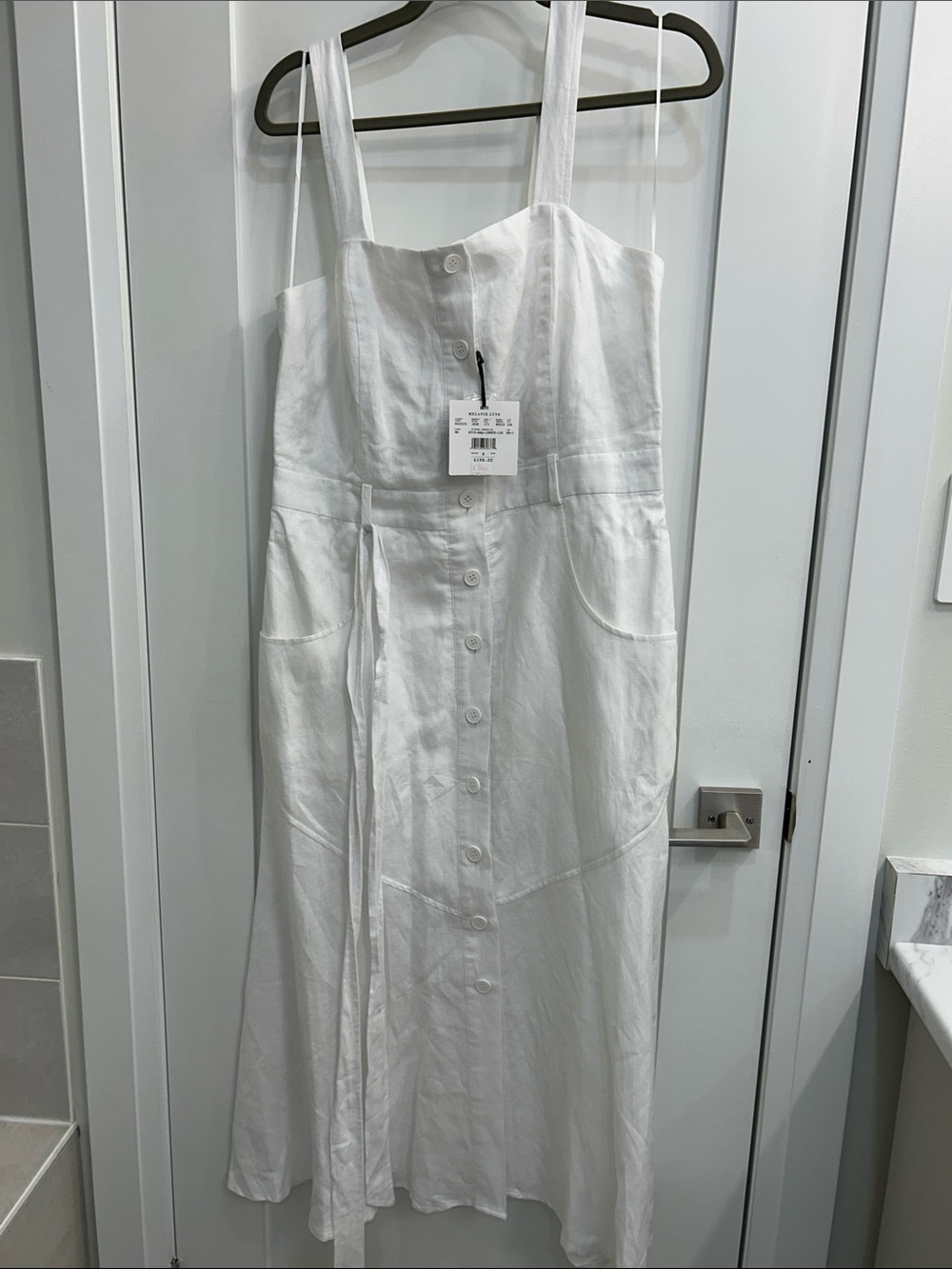 White Button-Front Midi Sundress with Adjustable Straps